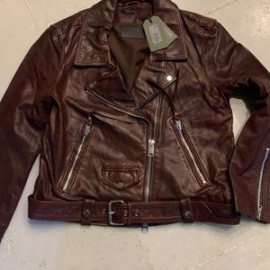 LUNA LEATHER BIKER JACKET Bordo